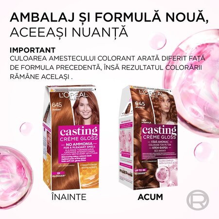 Vopsea de par fara amoniac Casting Creme Gloss 645 Chihlimbar, 180 ml, Loreal 692564