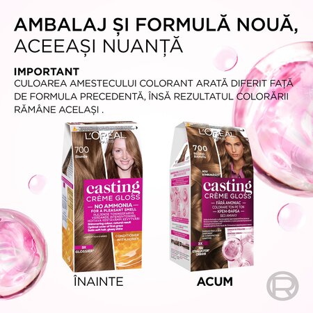 Vopsea de par fara amoniac Casting Creme Gloss 700 Blond Mediu Natural, 180 ml, Loreal 692574