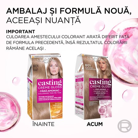 Vopsea de par fara amoniac Casting Creme Gloss 801 Blond Satin, 180 ml, Loreal 692584
