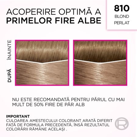 Vopsea de par fara amoniac Casting Creme Gloss 810 Blond Perlat, 180 ml, Loreal 692598