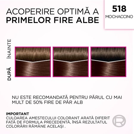 Vopsea de par fara amoniac Casting Creme Gloss 518 Hazelnut Moccaccino, 180 ml, Loreal 692380