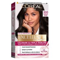 Vopsea de par cu acid hialuronic Excellence Color Creme 300 Saten Inchis Profund Natural, 192 ml, Loreal