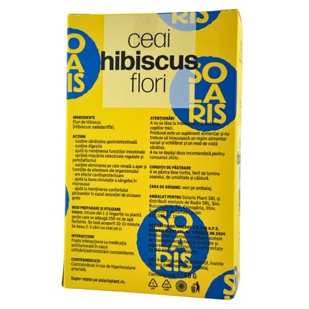 Ceai de hibiscus flori, 50 grame, Solaris 690939