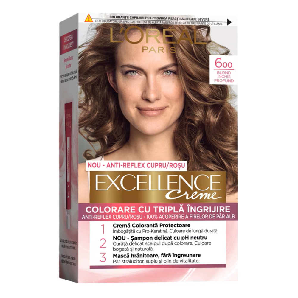 Vopsea de par cu acid hialuronic Excellence Color Creme 6 Blond Inchis, 192 ml, Loreal