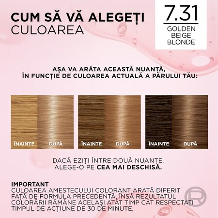 Vopsea de par cu acid hialuronic Excellence Color Creme 7.31 Blond Caramel, 192 ml, Loreal 690980