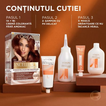 Vopsea de par fara amoniac Excellence Universal 5UR Roscat, 192 ml, Loreal 691007