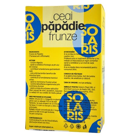 Ceai de papadie frunze, 50 grame, Solaris 691055