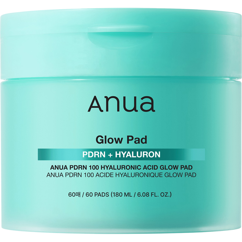 Dischete hidratante cu PDRN si acid hialuronic 100 Hyaluronic Acid Glow Pad Face Toner, 60 bucati, Anua