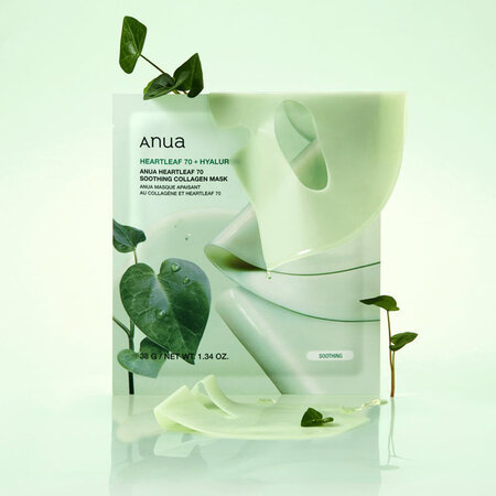 Masca hidrogel pentru calmare si hidratare Heartleaf 70 Soothing Collagen, 38 g, Anua 691237