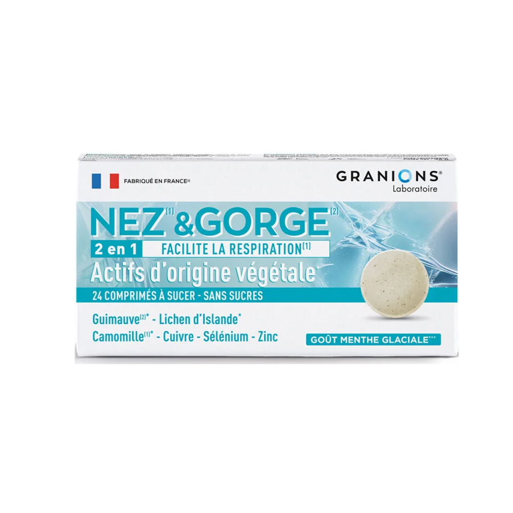 Comprimate mentolate pentru gat si nas Nez Gorge, 24 comprimate, Granions