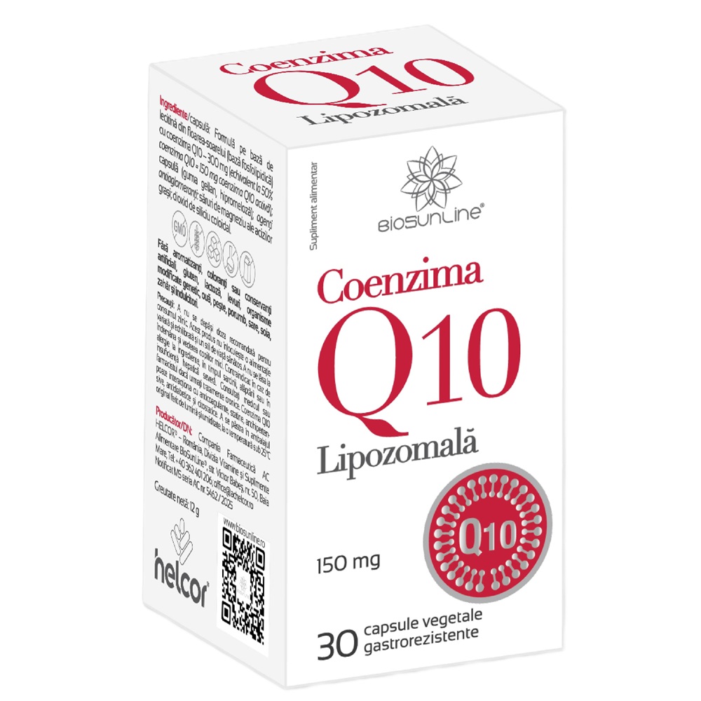Coenzima Q10 Lipozomala, 150 mg, 30 capsule vegetale gastrorezistente, BioSunLine