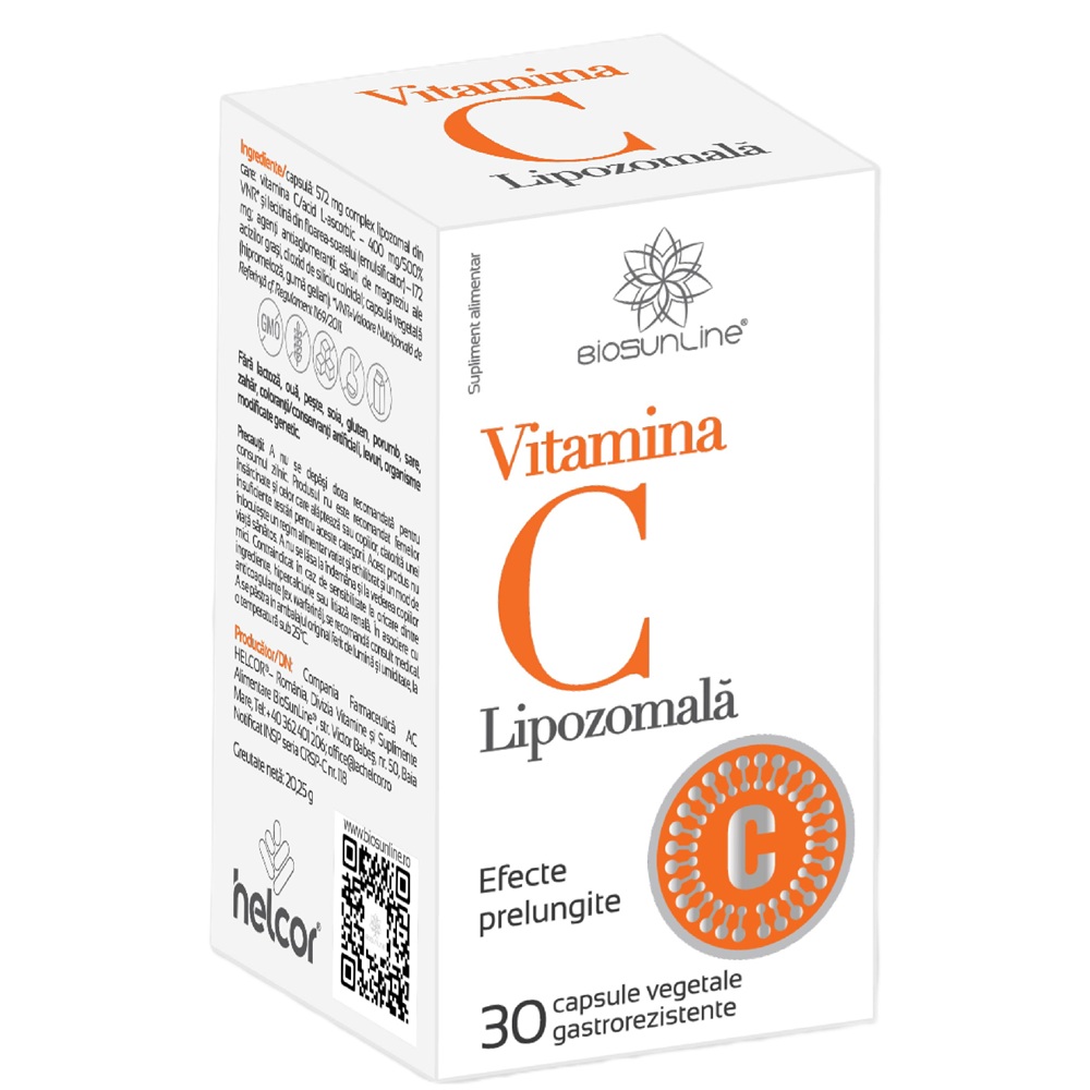 Vitamina C Lipozomala, 30 capsule gastrorezistente, BioSunLine