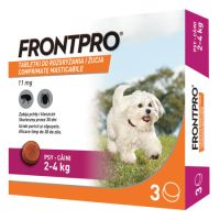 Tratament pentru caini impotriva puricilor si capuselor, 11 mg afoxolan, 3 comprimate masticabile, Frontpro