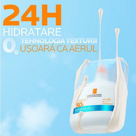 Serum de fata cu protectie solara SPF 50+ Anthelios UVAir, 50 ml, La Roche-Posay 695641