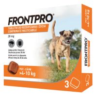 Tratament pentru caini impotriva puricilor si capuselor, 28 mg afoxolan, 3 comprimate masticabile, Frontpro