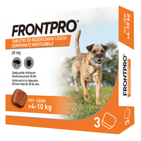 Tratament pentru caini impotriva puricilor si capuselor, 28 mg afoxolan, 3 comprimate masticabile, Frontpro