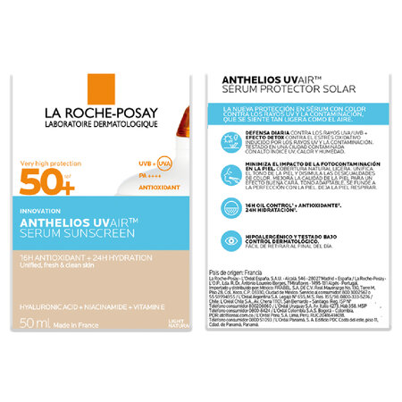 Serum de fata cu protectie solara SPF 50+ Nuanta Light Natural Anthelios UVAir, 50 ml, La Roche-Posay 691474