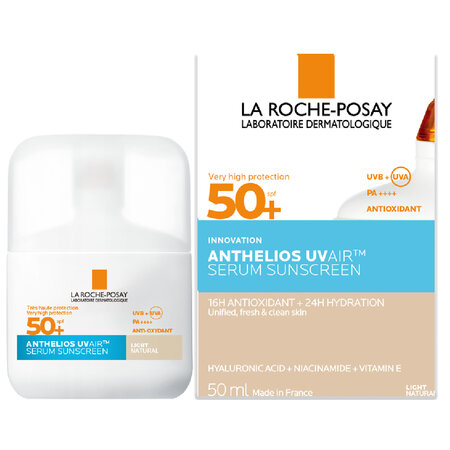 Serum de fata cu protectie solara SPF 50+ Nuanta Light Natural Anthelios UVAir, 50 ml, La Roche-Posay 691475