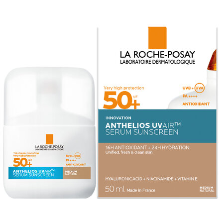 Serum de fata cu protectie solara SPF 50+ Nuanta Medium Natural Anthelios UVAir, 50 ml, La Roche-Posay 691498