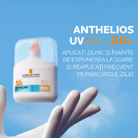 Serum de fata cu protectie solara SPF 50+ Nuanta Medium Natural Anthelios UVAir, 50 ml, La Roche-Posay 691503