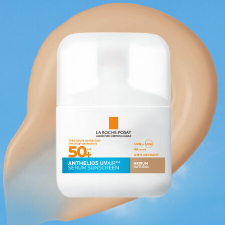 Serum de fata cu protectie solara SPF 50+ Nuanta Medium Natural Anthelios UVAir, 50 ml, La Roche-Posay 691501