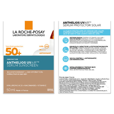 Serum de fata cu protectie solara SPF 50+ Nuanta Medium Natural Anthelios UVAir, 50 ml, La Roche-Posay 691497