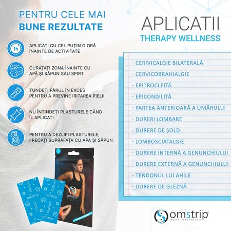 Benzi kinesiologice impotriva durerilor musculare Wellness, 2 bucati, Omstrip 691535