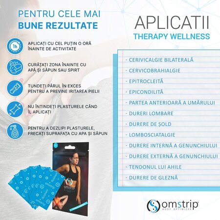 Benzi kinesiologice impotriva durerilor musculare Wellness, 6 bucati, Omstrip 691541