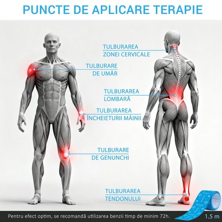 Banda kinesiologica impotriva durerilor musculare Wellness, 1.5 m x 5 cm, Omstrip 691561