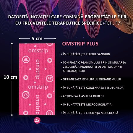 Benzi kinesiologice impotriva durerilor musculare Plus, 2 bucati, Omstrip 691577