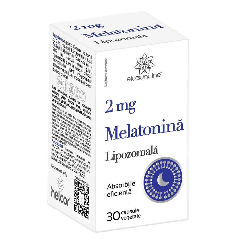 Melatonina Lipozomala, 2 mg, 30 capsule vegetale, BioSunLine