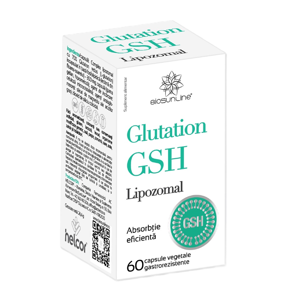 Glutation Lipozomal GSH, 60 capsulevegetale gastrorezistente, BioSunLine