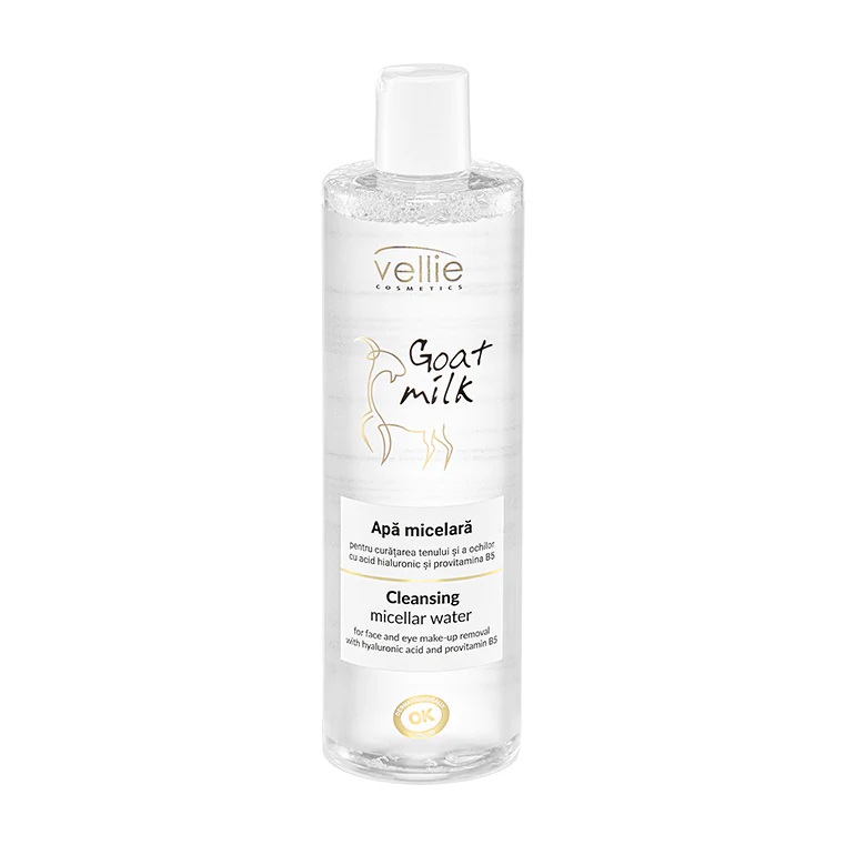 Apa micelara hidratanta cu Acid hialuronic Goat Milk, 400 ml, Vellie