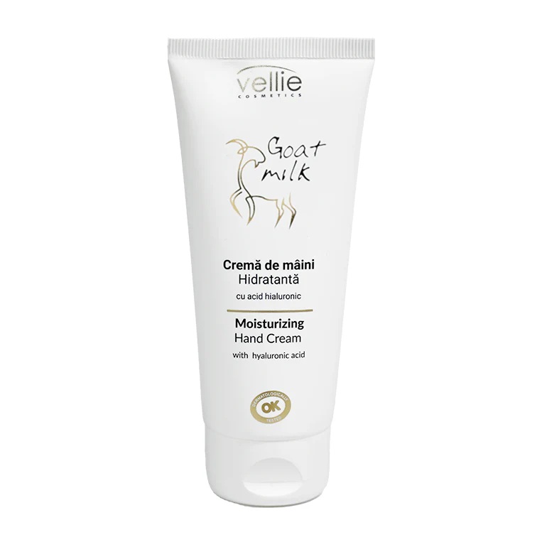 Crema de maini hidratanta cu Acid hialuronic Goat Milk, 100 ml, Vellie