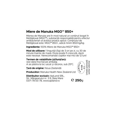 Miere de Manuka MGO 850+, 250 g, Manuka Health 691770
