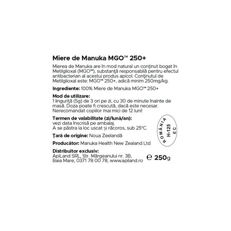 Miere de Manuka MGO 250+, 250 g, Manuka Health 691776