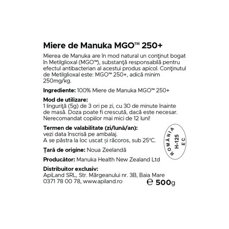Miere de Manuka MGO 250+, 500 g, Manuka Health 691780