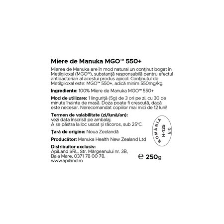 Miere de Manuka MGO 550+, 250 g, Manuka Health 691825
