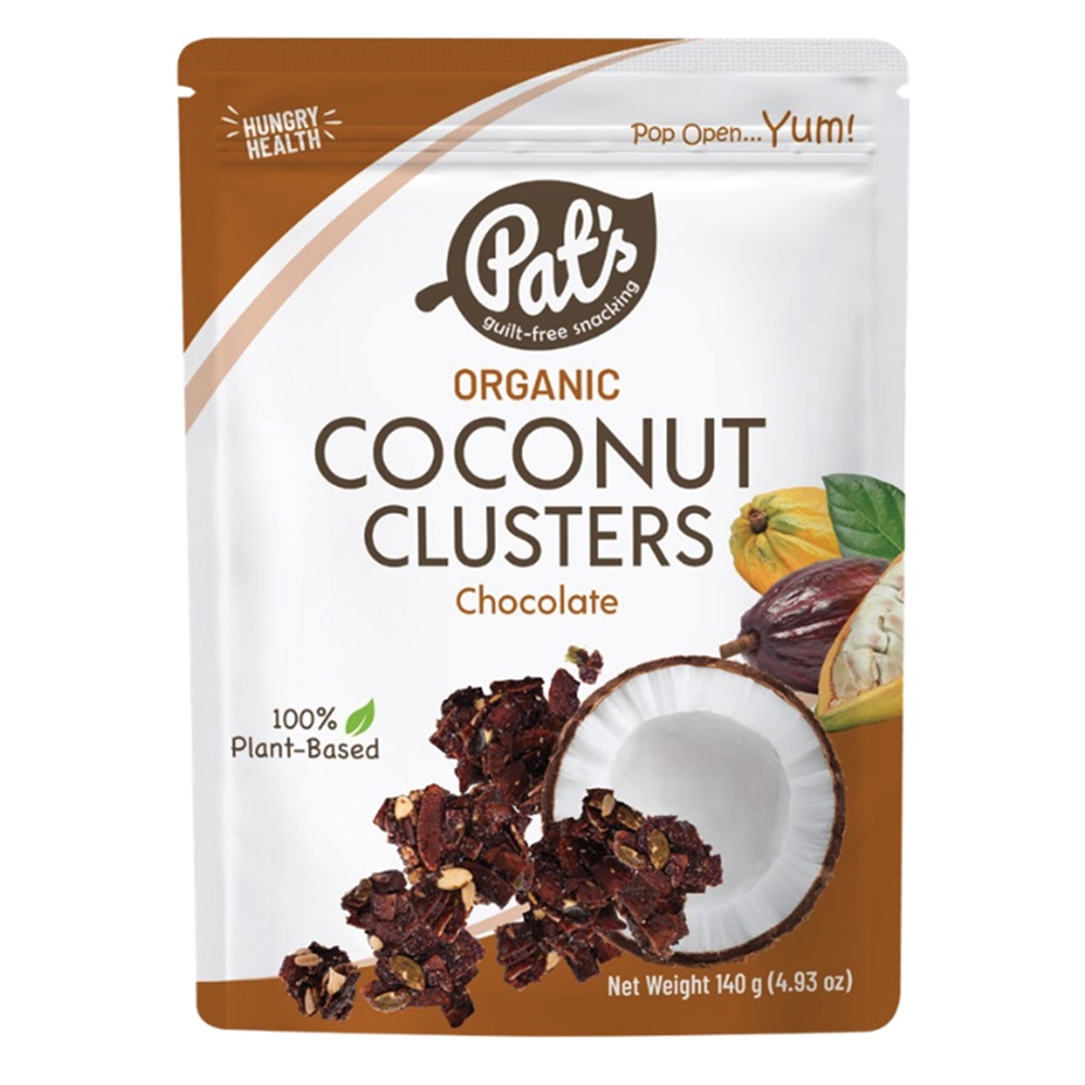 Gustare crocanta organica din nuca de cocos cu ciocolata, 140 g, Pat's