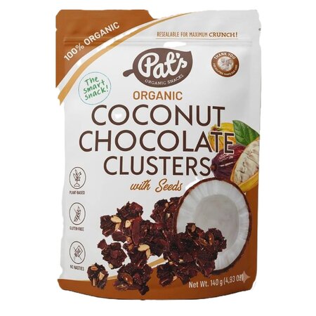 Gustare crocanta organica din nuca de cocos cu ciocolata, 140 g, Pat's