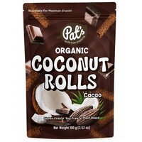 Rulouri crocante organice din nuca de cocos cu cacao, 100 g, Pat's