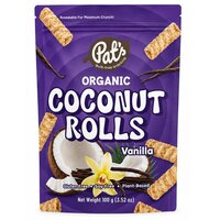 Rulouri crocante organice din nuca de cocos cu vanilie, 100 g, Pat's