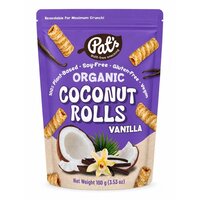 Rulouri crocante organice din nuca de cocos cu vanilie, 100 g, Pat's