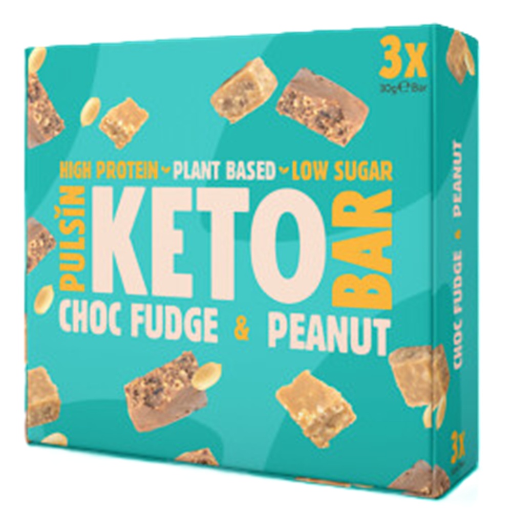Baton proteic cu arahide si cipsuri de ciocolata Keto Bar, 3x30 g, Pulsin