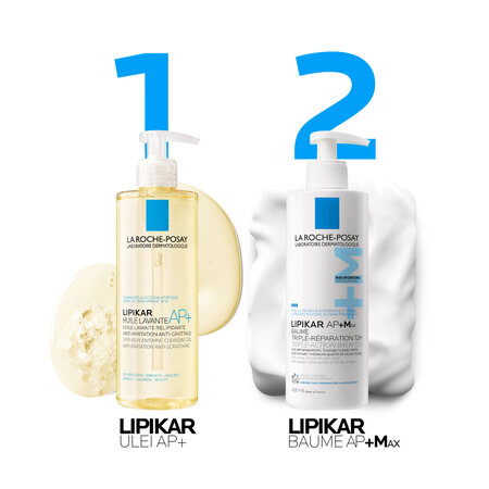 Pachet Ulei de spalare hidratant pentru piele uscata sau cu tendinta atopica Lipikar AP+, 400 ml + Rezerva, 400 ml, La Roche-Posay 693064