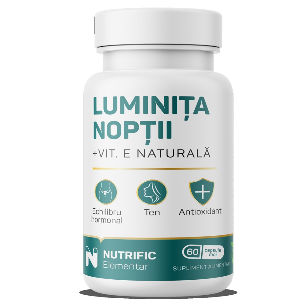 Ulei de Luminita noptii + vitamina E naturala, 1000 mg, 60 capsule moi, Nutrific