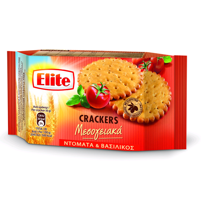 Crackers Mediterranean cu rosii si busuioc Elite, 105 g, Elbisco