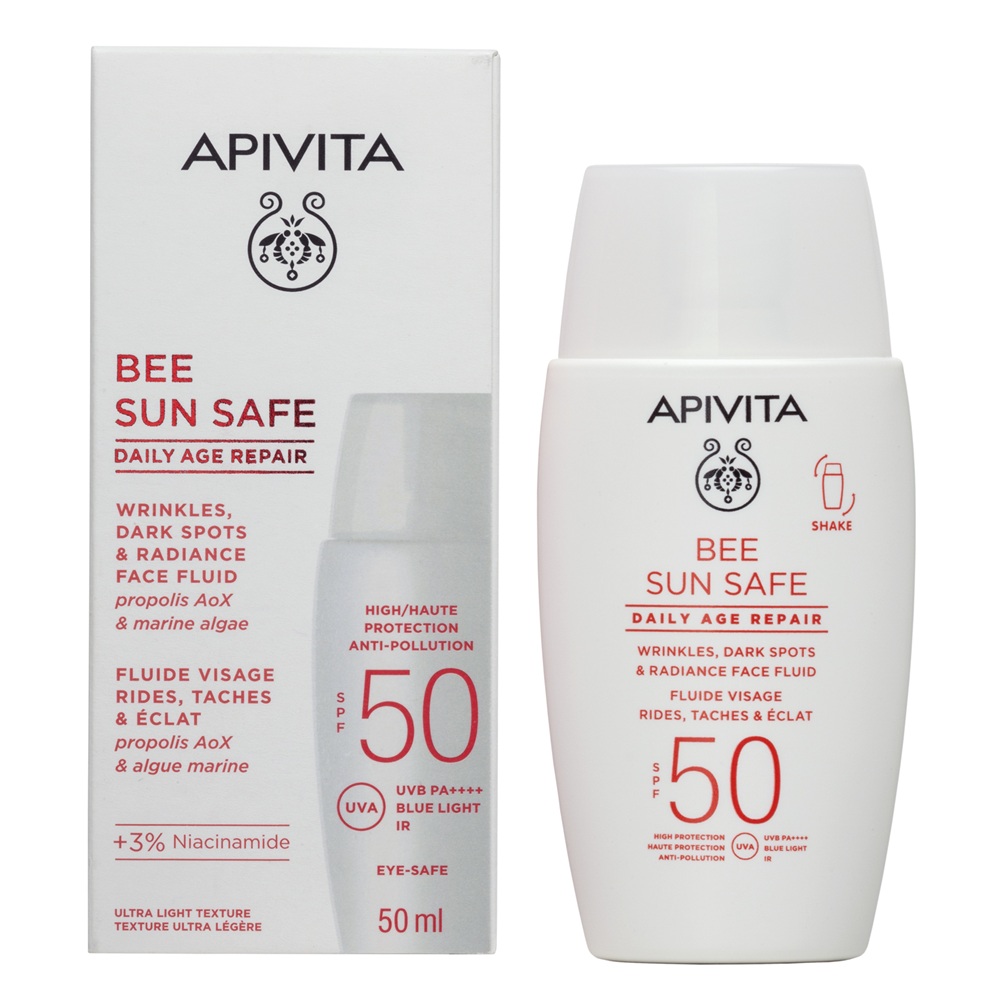 Fluid hidratant anti-rid cu protectie solara SPF 50 Bee Sun Safe, 50 ml, Apivita