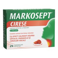 Markosept cu aroma de cirese, 24 comprimate moi pentru supt, Fiterman Pharma