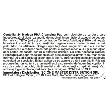 Dischete demachiante Madeca PHA Cleansing Pad, 60 bucati, Centellian 24 735469